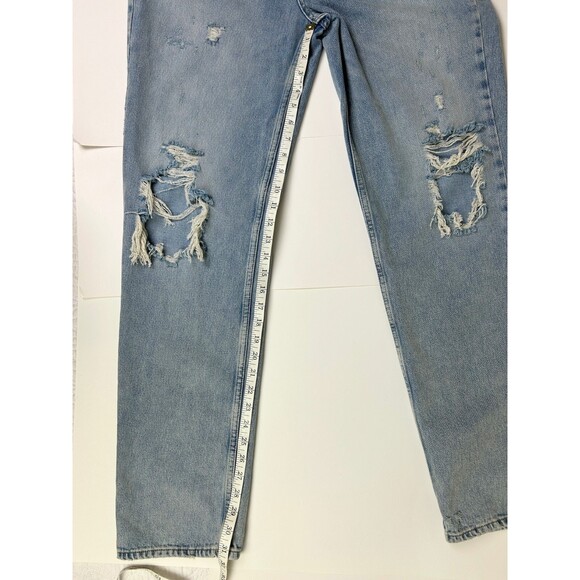 We the Free People Lasso High Rise Jeans Distressed Light Wash Blue Denim Sz 30 - Picture 10 of 16